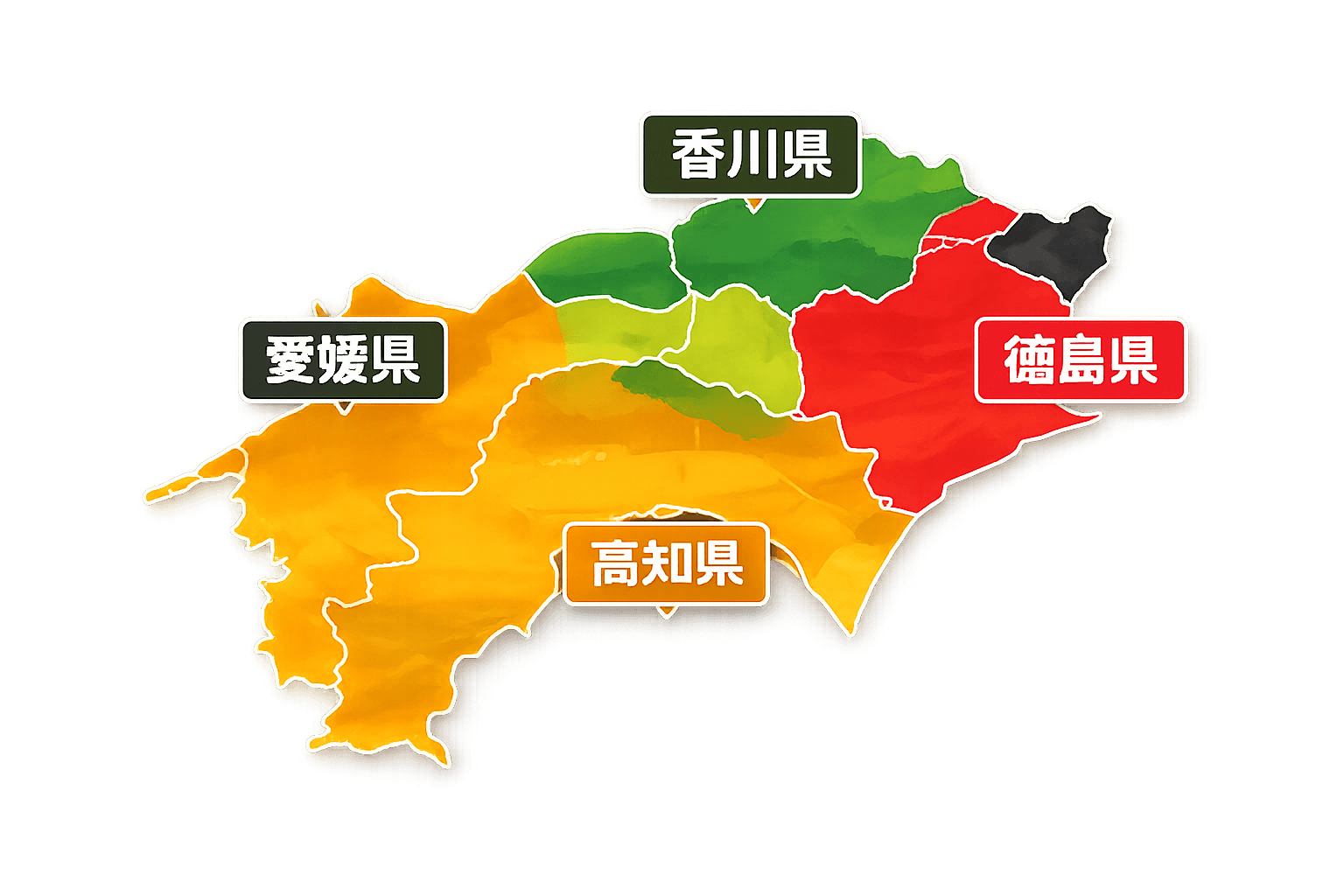 徳島県・香川県・愛媛県・高知県の対応エリアマップ